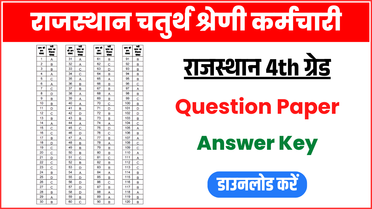 Rajasthan 4th Grade Answer Key 2025